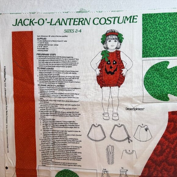 🛒 $8Fabric DIY Material 1 yard Halloween Costume Jack O Lantern Panel sizes 2-4 - Picture 6 of 6